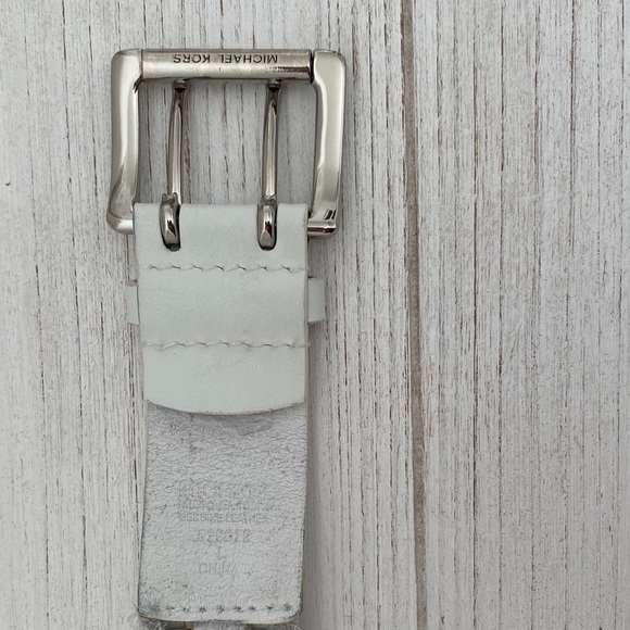 Michael Kors Ivory Braided Belt with Silver Buckle - Picture 4 of 6